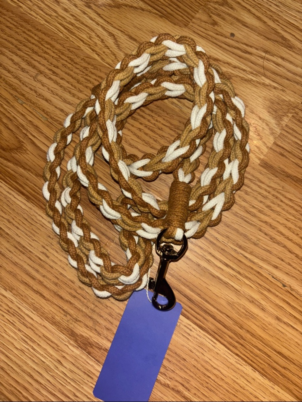 Braided Rope Dog Leash in Mustard and Cream 5 ft